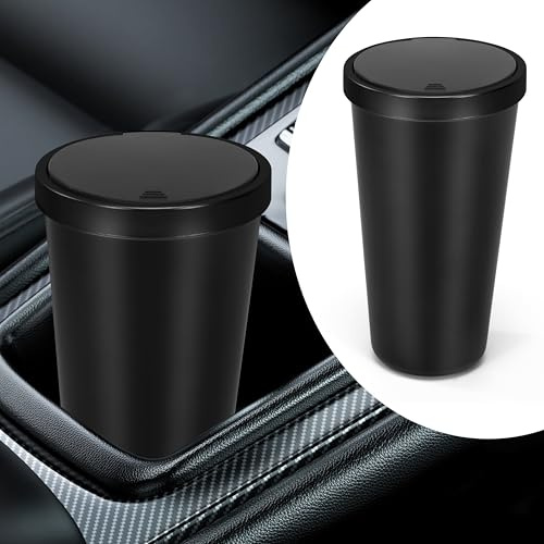 Heveer Pattumiera Portatile per Auto con Coperchio - Mini Cestino Impermeabile per Casa e Ufficio Nero
