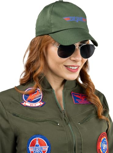 Funidelia | Top Gun Hat and Glasses Kit for man Pilot, Aviator, Professions - Accessories for Adults, Costume Accessories - Dark Green
