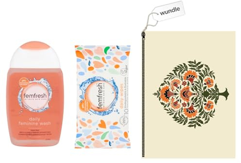 Wundle Bundle Contains Feminine Intimate Wash Travel Set with Wipes by Fem Fresh includes Canvas Storage Pouch (Wash & Wipes)