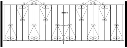 Classic Scroll Metal Garden Driveway Gates Galvanised Wrought Iron Style Gate (2743mm (9ft) Gap x 914mm High CDZP16)
