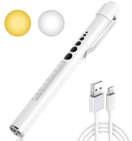 Flintronic Diagnostic Medical Penlight, Rechargeable LED Pen Torch with Pupil Gauge and Clip, First Aid Pupil Gauge Doctors Nurses Medical Pen Light Medical Equipment (With Type-C Charging Cable)