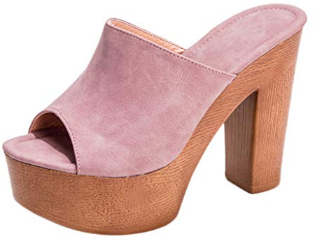 Sandali Donna Tacco Largo Comode Eleganti Sandali Nuovi Moda Cuoio Artificiale Mules Estivi Pantofole Tacco Alto Cerimonia Plateau Slip on Decollete Tacchi Antiscivolo Ciabatte Zeppa Tacco Medio