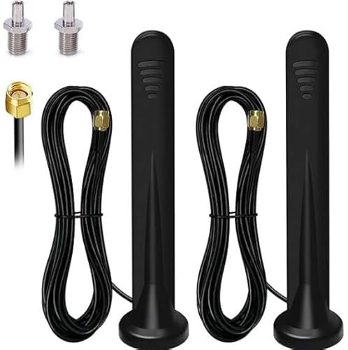 5G LTE Antenne 4G Signalverstärker, 2 Stück SMA TS9 Stecker 15dbi Omnidirektionale Magnetfuß Antenne mit 3m RG174 Kabel, für innen & außen 3G/4G/5G/GSM/GPRS Router IoT-Gateway Smart Home