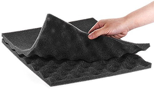 SUNGOOYUE Pannelli in Schiuma Acustica, Schiume a Prova Sonora 12 * 12in, Imbottitura Isolante Sonda 24 Pacchetti per Studi, Uffici, Cabine Vocali, Sala Gioco, Grigio/blu/rosso, Spessore di