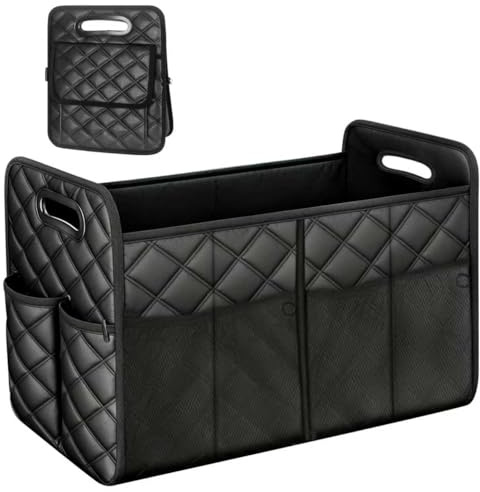 Einesin Organizer Bagagliaio Auto a Scomparti Multipli, accessori auto, organizer auto, Pelle PU impermeabile e facile da pulire, Fondo Antiscivolo(57L, 55x30x35cm)