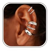 KRFY 5 Paires Ear Cuff Faux Piercing Oreille pour Femme Plaqué Or 14K Boucle Oreille Sans Trou Hypoallergénique Clips Oreilles Non Percées Ajustable Faux Piercing Helix Cartilage Cadeaux