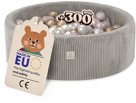 MISIOO Piscina di palline per bambini, 90 x 30 cm, con 300 palline, materiale di alta qualità, fodera rimovibile, lavabile a mano a 30 gradi, perfetto per bambini da 1 a 3 anni, piscina di palline