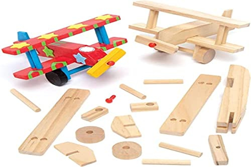 Baker Ross EF657 3D Wooden Aeroplane Kits — Ideal for Kids' Arts and Crafts, Gifts, Keepsakes and More (Pack of 2)