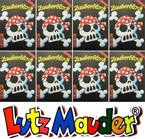Lutz Mauder 8 ZAUBERBLÖCKCHEN * Jolly Roger * im Set mit je 24 Seiten in DIN A8 Mitgebsel Kindergeburtstag Malbuch Pirat Schwarze Flagge Totenkopf