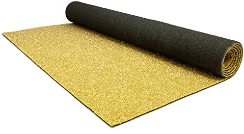 Primaflor Glitzer Hochzeits-Läufer Glimmer - 1,00m x 1,50m, Gold, Event-Teppich mit Schimmer, Schwer Entflammbarer Messeboden, Empfangsteppich, Gangläufer