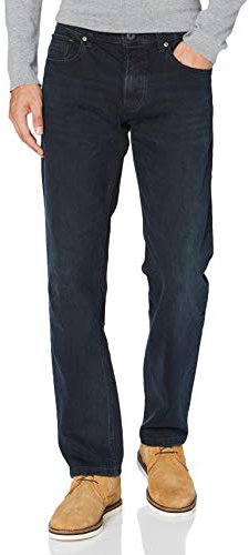camel active Herren Relaxed Fit 5-Pocket Jeans mit leichten Used-Effekten Dunkelblau, menswear-34/30