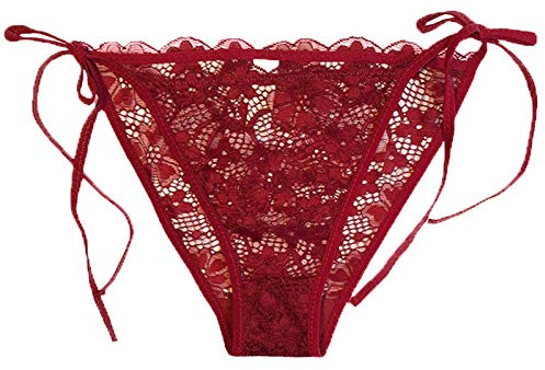 HTRUIYATY dam spetsar tanga, hipster bikini underbyxor justerbar låg midja sidodragar bågnoter G-string underbyxor