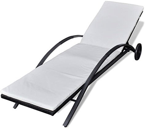 Tidyard Lettino Prendisole Reclinabile con Ruote in Polyrattan,Sedia a Sdraio Reclinabile da Giardino Esterno,Lettino da Sole Recilabile,Lettino Prendisole da Patio Terrazzo Piscina Spiaggia Mare