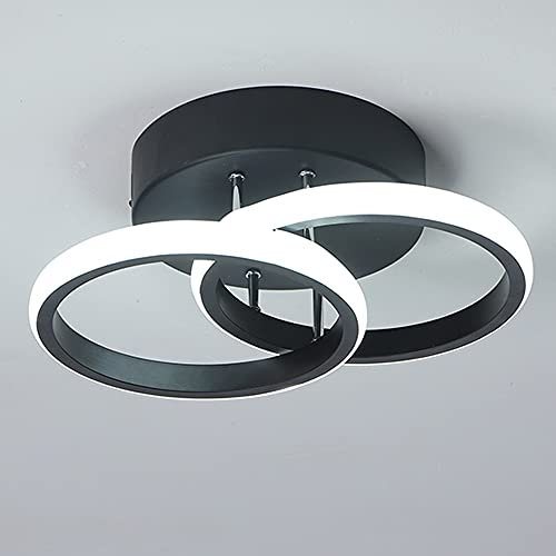 EIDISUNY LED Ceiling Light Modern Ceiling Lamp Black Rings Simple Ceiling Light Fixture LED for Corridor Kitchen Stairs Hallway Study Room Bedroom Living Room - Black 20W (Cool White Light 6000K).