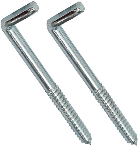 AERZETIX - C44755 - Juego de 2 - Tornillo roscado para madera - gancho en forma de L - escarpia para atornillar - Ø10x120mm - acero galvanizado - metal - bricolaje - renovación