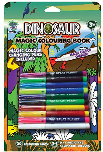 Splat Planet Magic Dinosaur Colouring Book - A4 Size - Magic Colour Changing Pens Set