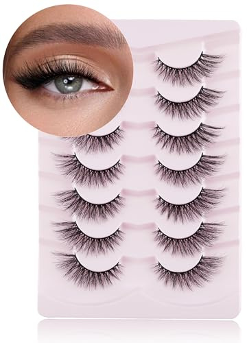 Onlyall Cils de Renard de Vison Cils d'Oeil de Chat Faux-cils Moelleux de Renard Longs Volume Faux Cils Pack 7 Paires F02