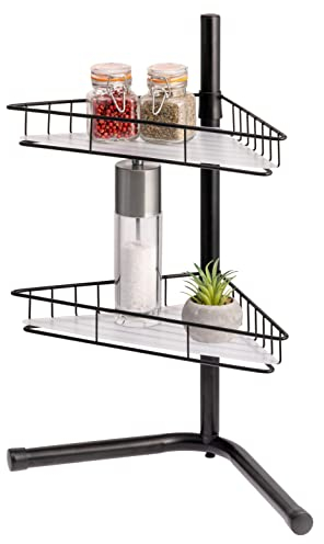 bremermann Eckregal, Küchenregal, 2 Körbe, Badregal, inkl. Einlegeboden, schwarz