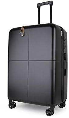 JLY Large Suitcase Expandable Hard Shell Luggage, Lightweight Check-in Spinner Case with TSA Lock, Covestro Polycarbonate, Silent Wheels, Waterproof Pockets – Black