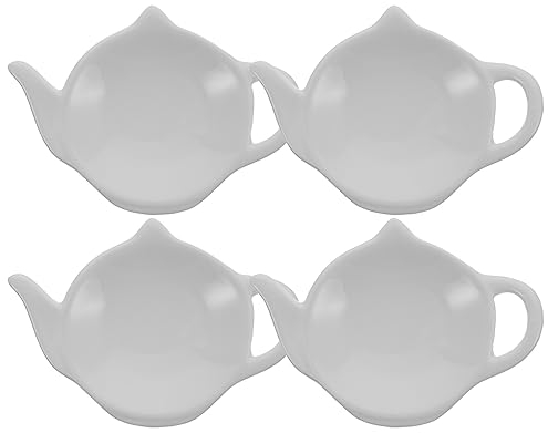 UPKOCH 4Pcs Support De Sachet De Thé en Porcelaine Dessous De Théière en Forme De Théière Plat D'assaisonnement Sauce Assiette À Dessert Petit Plat De Service Sushi Trempage Bol pour