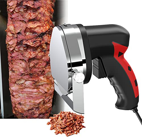 Commercial Shawarma Doner Kebab Knife, Electric Kebab Slicer Meat Cutter with Blades, Gyro Knife Adjustable Thickness Barbecue Knife for Cutting Turkish Kebab Lamb