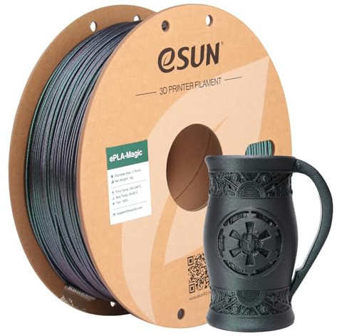 eSUN Dual Color PLA Filament 1.75mm, ePLA-Magic Glitter 3D Drucker PLA Filament, Maßgenauigkeit +/- 0.05mm, 1KG Spule (2.2 LBS) für 3D Drucker, Dunkel Glänzendes Grün