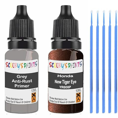 SCOOBYS PAINTS BACK IN THE MIX Touch Up Paint For Honda New Tiger Eye Yr608P Scratch Stone Chip Repair With Grey Primer
