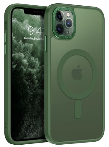 GaoBao Strong Magnetic for iPhone 11 Pro Max Case, Slim Fit iPhone 11 Pro Max Phone Case, [Compatible with MagSafe] Shockproof Translucent Matte Protective Cover for iPhone 11 Pro Max 6.5, Green