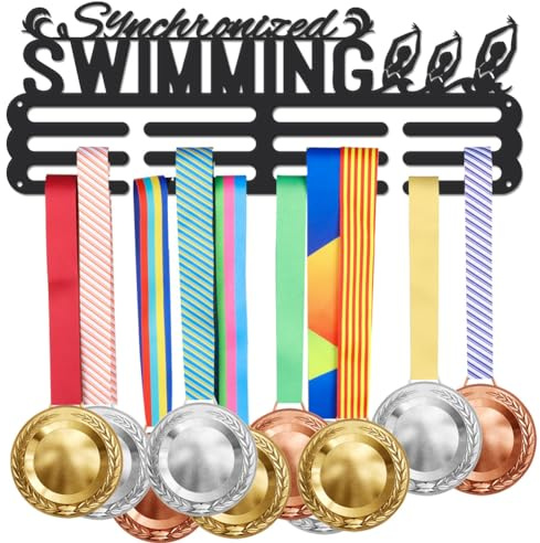 SUPERDANT Colgador de Medallas Ganchos para Medallas de Natación Sincronizada Soporte para Medallas Deportivas Barras de Premios Colgantes Decoración del Hogar para Atletas 40x15 cm