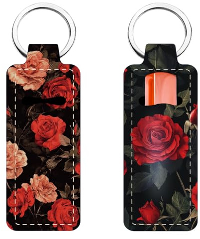 FREEBLOSS 2Pc Porte Clé Rouge a Lèvres Porte-Rouge a Lèvres Porte-Clé Porte-Rouge a Lèvres Rose Porte-Clés Baume a Lèvres Pochette Portable pour Baume a Lèvres pour Femme