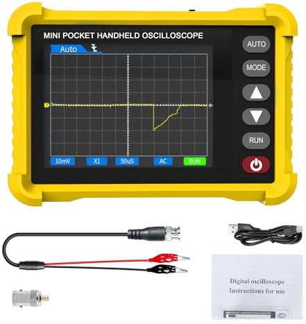Oscilloscope - Oscilloscope numérique portable TFT 2.8 Oscilloscope automobile portable, taux d'échantillonnage élevé 2.5MS/s, largeur de bande 250KHz, fonction de déclenchement Auto/Nomal/Single