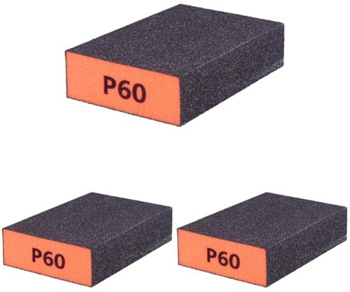 Taco de Lija Espuma Flexible Grano mediano-60 10x6x2cm. (Paquete de 3)