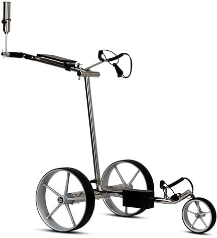 tour made Haicaddy HC7 / HC5 Edelstahl I Golftrolley Elektrisch I kleinstes Packmaß I 27-36 Loch I Bergabfahrbremse I Deutsche Markenqualität (HC5-silver-silver)