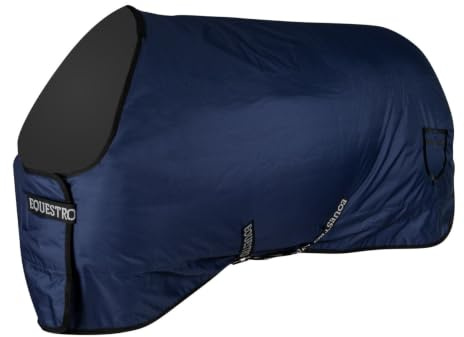 Equestro Coperta da Box antistrappo Modello Bora 155 cm, Blu Navy