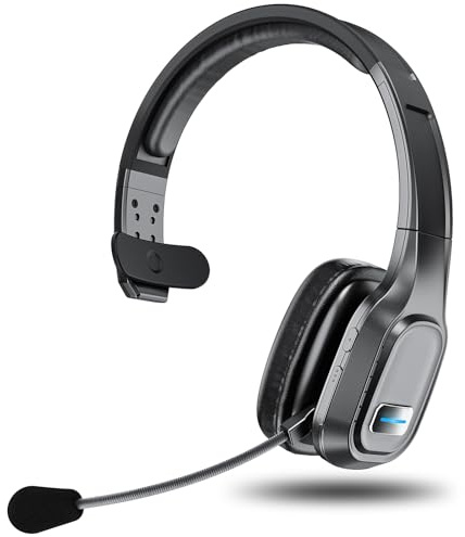 wyness Auriculares inalámbricos Bluetooth de una sola oreja con micrófono, negro, auriculares mono profesionales para negocios, juegos, oficina