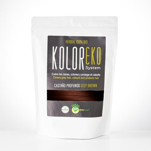 KOLOREKO Tinte natural CASTAÑO PROFUNDO de aplicación única – Coloración 100% vegetal y ecológica