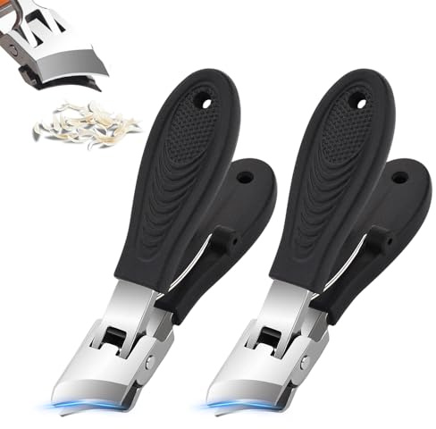 2026 New Nail Clippers, Wide Jaw Opening Nail Clipper for Fingernail and Toenail, Premium Stainless Steel Sharp Sturdy Finger Nail Clipper (2, Black)
