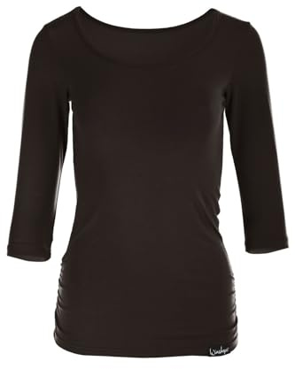 Maglietta da Donna per Fitness Yoga Pilates, Winshape, maniche a 3/4 , Nero - nero, S
