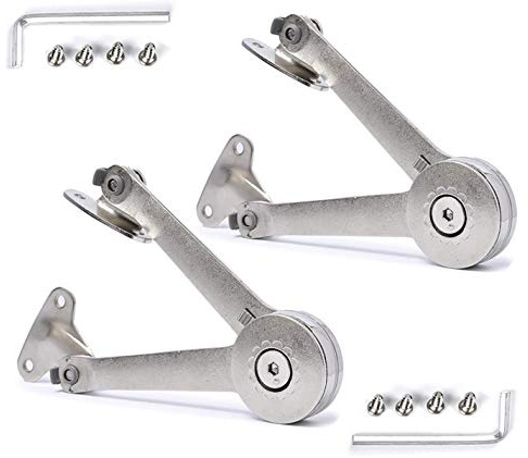 Lock Stay Hinge i satäng nickel QBOSO fällbart lockgångjärn med mjuk stängning, perfekt för leksakslåda/kök/garderob/skåpsdörr, 18 kg (modern stil 1 par)