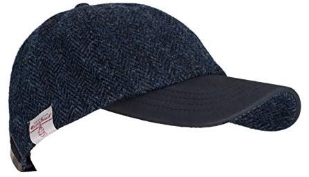 Walker and Hawkes Brungton - Gorra de béisbol - Harris Tweed - Visera de Piel - Azul Medianoche - Talla única
