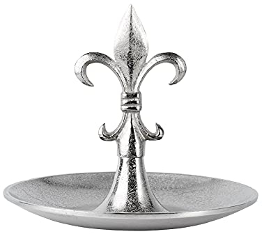 MichaelNoll Etagere Lilie Dekoteller Dekoschale Schale - Servierplatte Groß aus Metall Aluminium - Silber Deko Luxus - Tischdeko Hochzeit - Dekoration für Wohnzimmer, Esszimmer oder Küche - 31 cm