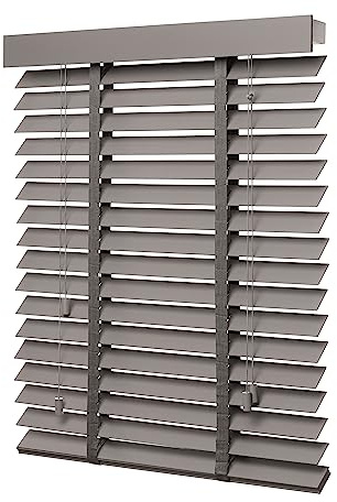 Ventanara® Holzjalousie 50mm Holz Jalousie Matt Jalousette Echtholz (90 x 250 cm, Taupe)