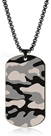 UNIFT Hundbricka militärhalsband för män kvinnor rostfritt stål personlig kamouflage hiphop militär hundtaggar hänge halsband smycken gåva, Rostfritt stål, Ingen ädelsten