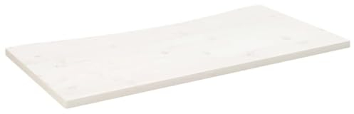 vidaXL Solid Pine Wood Desk Top - Handmade White Painted Tabletop for Home or Office, Natural Live Edge – 110x60x2.5 cm