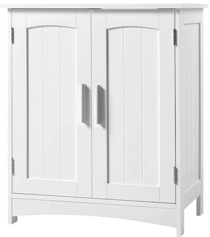 EUGAD Waschbeckenunterschrank, Unterschrank, Waschtischunterschrank, Badezimmerschrank, Badschrank mit 2 Türen, verstellbare Ablage, freistehend, modern, 50x60x30 cm, Weiß