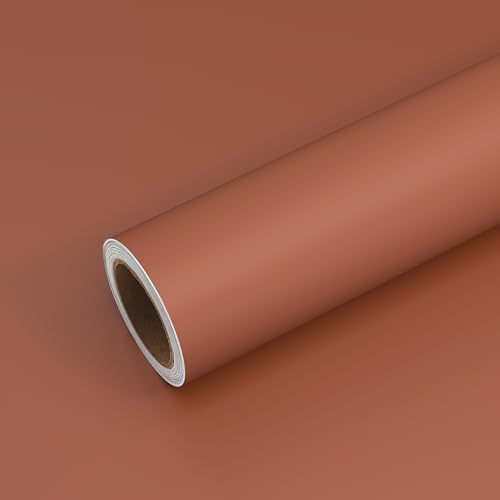 VEELIKE Papel Pintado Naranja Quemado Vintage Papel Adhesivo para Muebles Papel de Pared Naranja Grueso Papel Autoadhesivo Pared Salon Papel Tapiz Cocina Impermeable Baño Dormitorio 40cm x 300cm