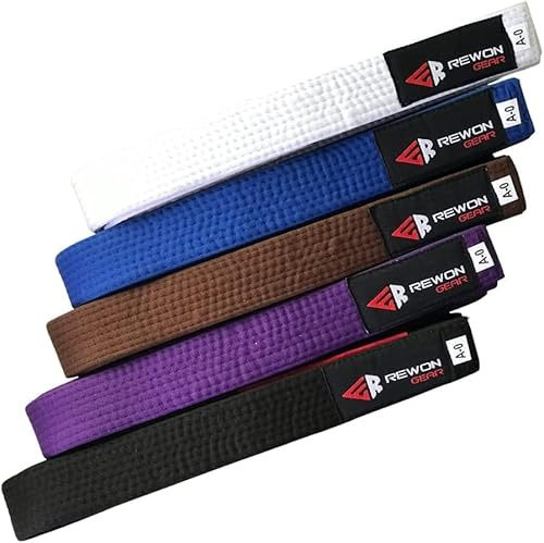 URBANSBEE Karate Judo Taekwondo Gürtel, BJJ Jiu Jitsu Kampfsport Aikido Premium-Qualität Baumwolle Kinder Erwachsene (Blau, 00)