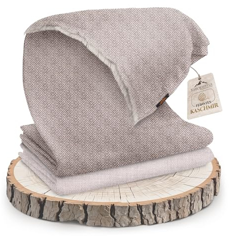 yanopurna Pure Cashmere Throw Blanket for Couch, Hand Woven 100% Cashmere Decorative Throws for Sofa and Bed, Checked Pattern Cozy Warm Breathable Travel Blanket, 53 x 106 Inch (Grey Brown)