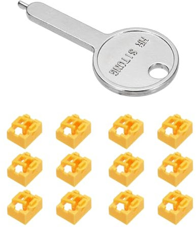 sourcing map 12pcs Port Blocker Locking RJ45 Port/Dust PC Blocker with Coded Key,Yellow