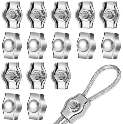 Yuanchu 15 Stück M2 Drahtseilklemme, 2mm Seilklemme Edelstahl 304 Kabelklemme Drahtseilklemmen Edelstahl Drahtseile Clip Simplex Klemme für Drahtseil Stahlseil Wäscheleinenspanner Markise Fixiert (M2)